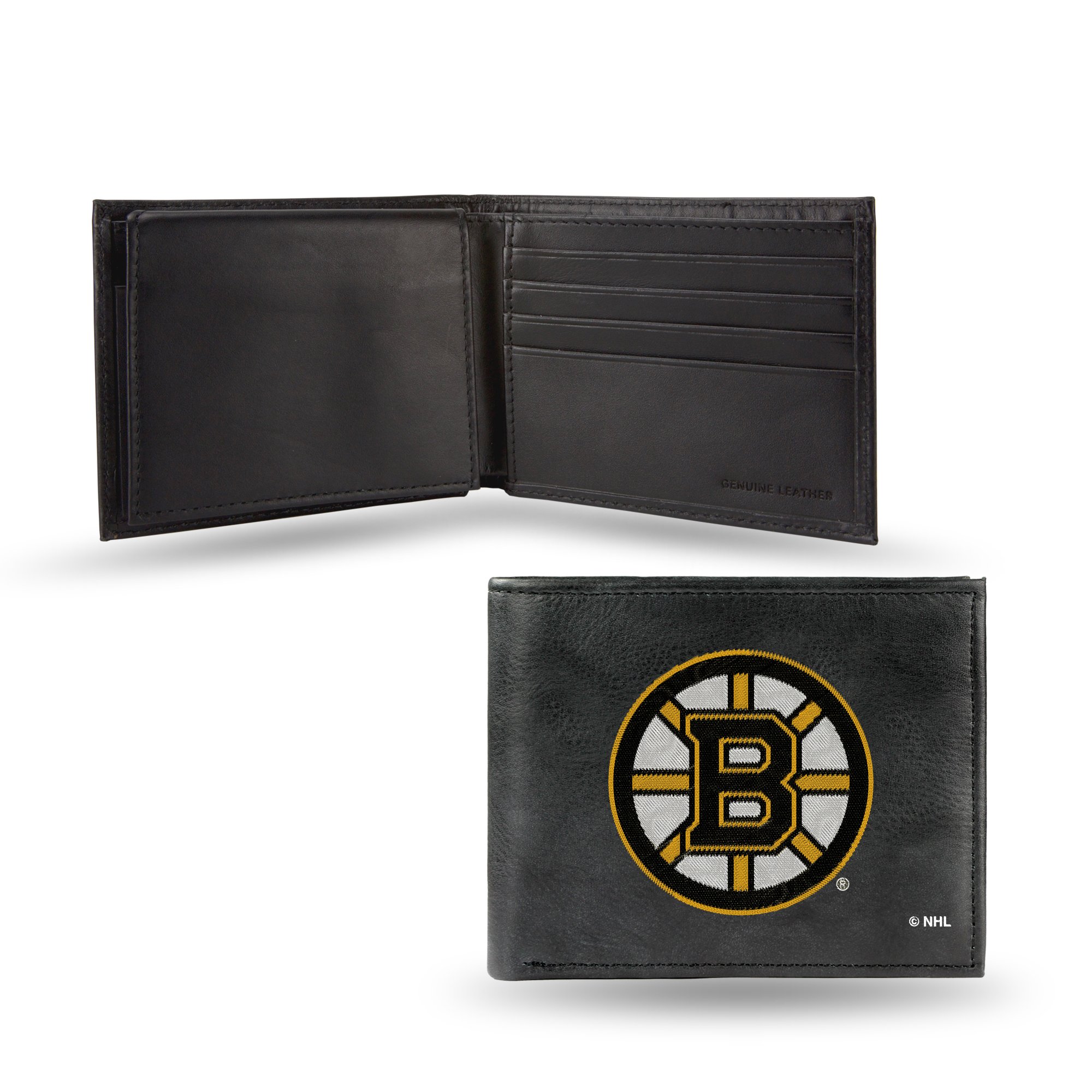 Rico Industries NHL Embroidered Leather Billfold Wallet, Boston Bruins Team Color, 3.25 x 4.25-inches