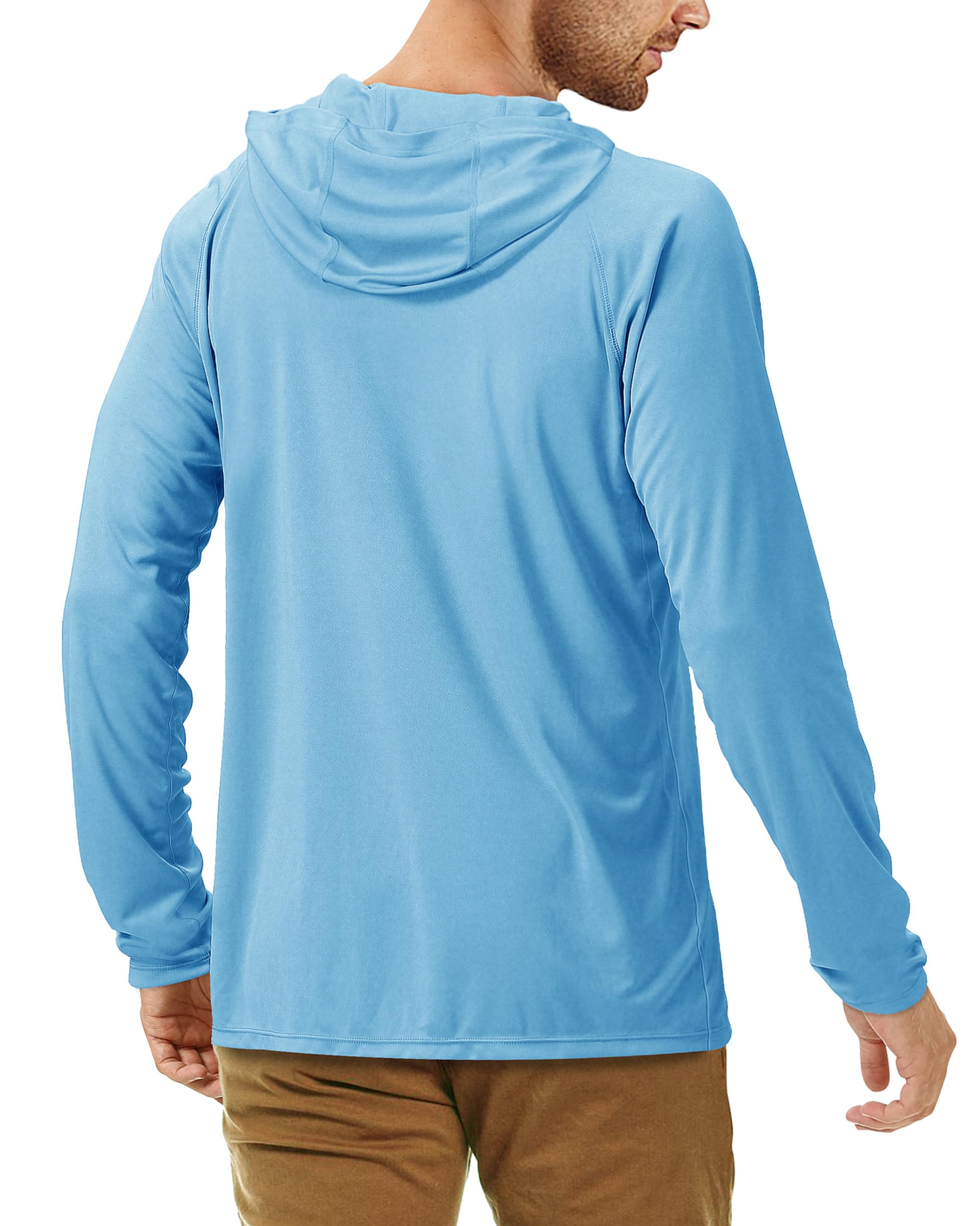 Roadbox UPF 50+ Fishing Shirts for Men, Long Sleeve UV Sun Protection Hoodie, Outdoor Hiking Running Swimming Rash Guard