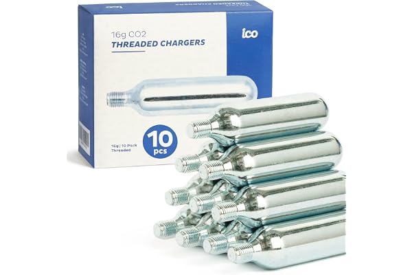 ICO CO2, 16g Threaded CO2 Cartridges, CO2 Cartridges for Use with CO2 Bike Tire Inflator, C02 Cartridges for MTB & Road Bikes