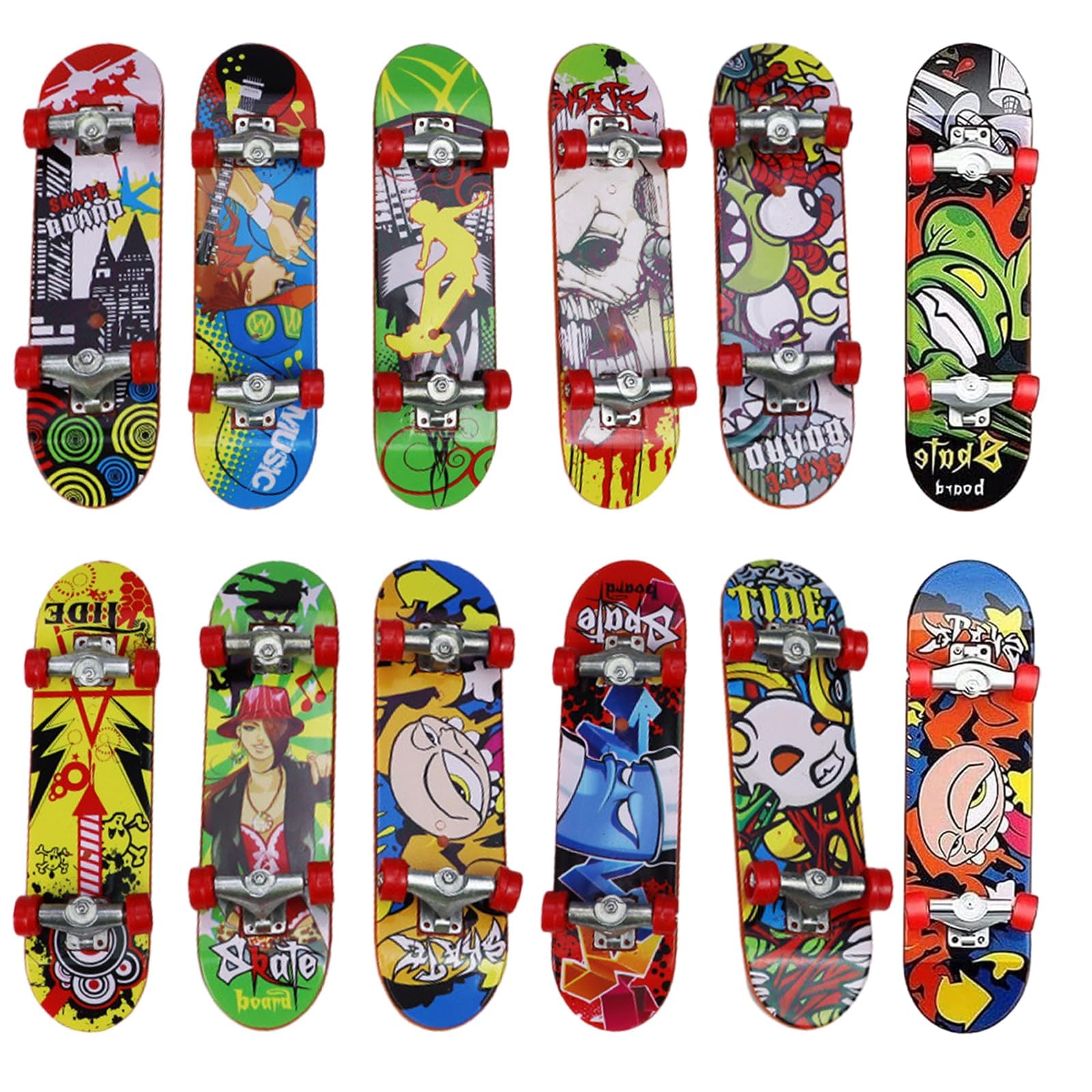 aqlbhz 12 PCS Skateboard Finger Skateboards Mini Skateboard Truck Skate Party Mini Skateboards for Kids Finger Finger Toy Skateboard Toy Perfect for Teens Party Birthday Gift