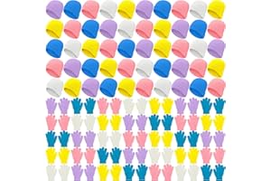Xtinmee 100 Pcs Kids Winter Beanie and Gloves Bulk Warm Knit Hat Stretchy Full Fingers Gloves Pack Unisex Cold Weather Set