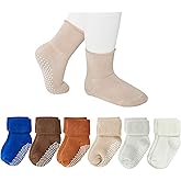 VWU Baby Toddler Kids Ankle Crew Socks with Grips Unisex Warm Thick Cotton Winter Socks 0-10 Years 6/8 Pack