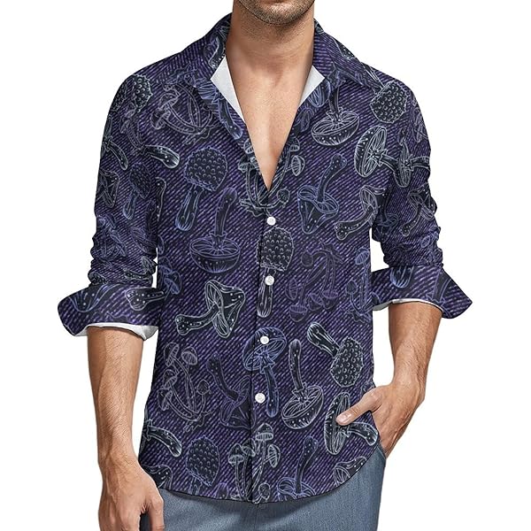 Amazon.com: Dark Blue Paisley Mens Long Sleeve Button Down