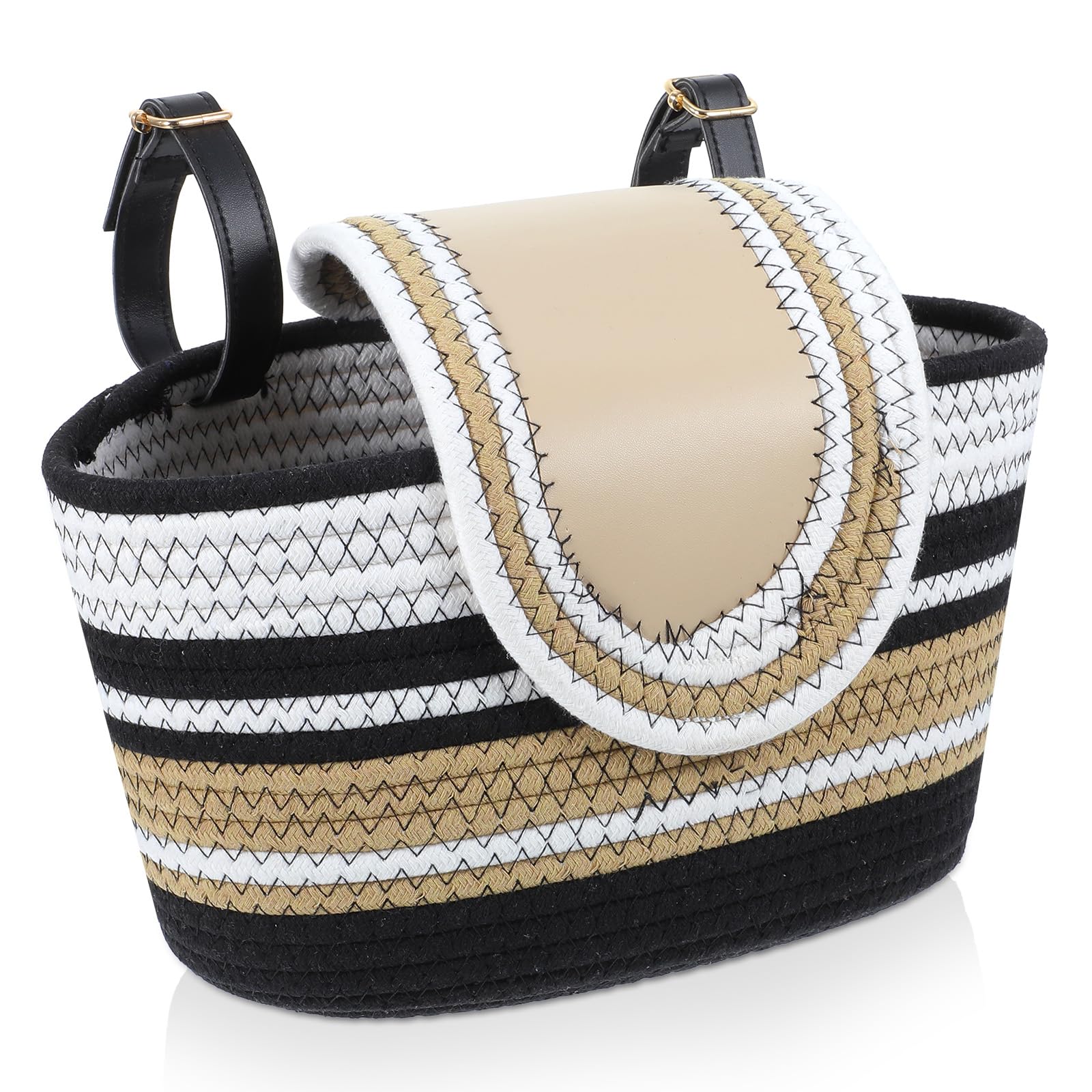 Photo 1 of 1 Packs Handmade Bike Basket Front, Woven Bicycle Baskets for Adult Bikes, Rustic Detachable Handlebar Basket with Lid, Adjustable Leather Straps