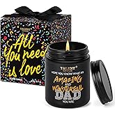 Scented Candle for Dad, Father's Day Gifts, Perfect Home Décor Gift Elegant Gift for Dad from Daughter Son Kids, 8.4oz Leather & Saffron Candle Jars