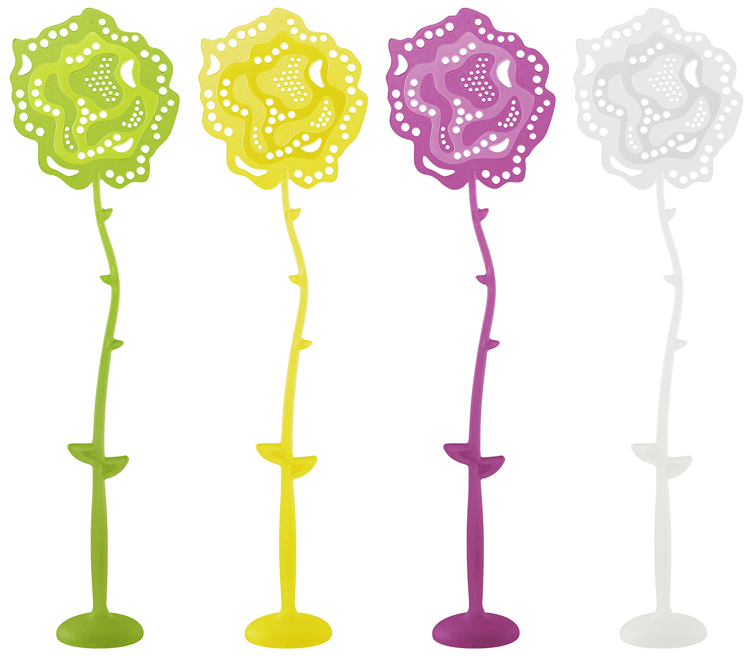 FACKELMANN Tecno Fly Swatter Rose with Foot Insect Protection with Stand (Colour: Yellow, Green, Purple, White - Not Selectable), Quantity: 1 Item