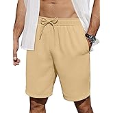 COOFANDY Men's Casual Shorts 7 inch Elastic Waist Drawstring Lightweight Summer Beach Shorts with Pockets