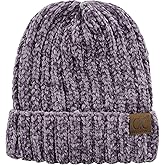 C.C Unisex Chenille Soft Warm Stretchy Thick Cuffed Knit Beanie Cap Hat