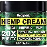 Healpark Hemp Cream 8 fl oz - Arnica,MSM, Turmeric, Emu Oil, Menthol, Aloe