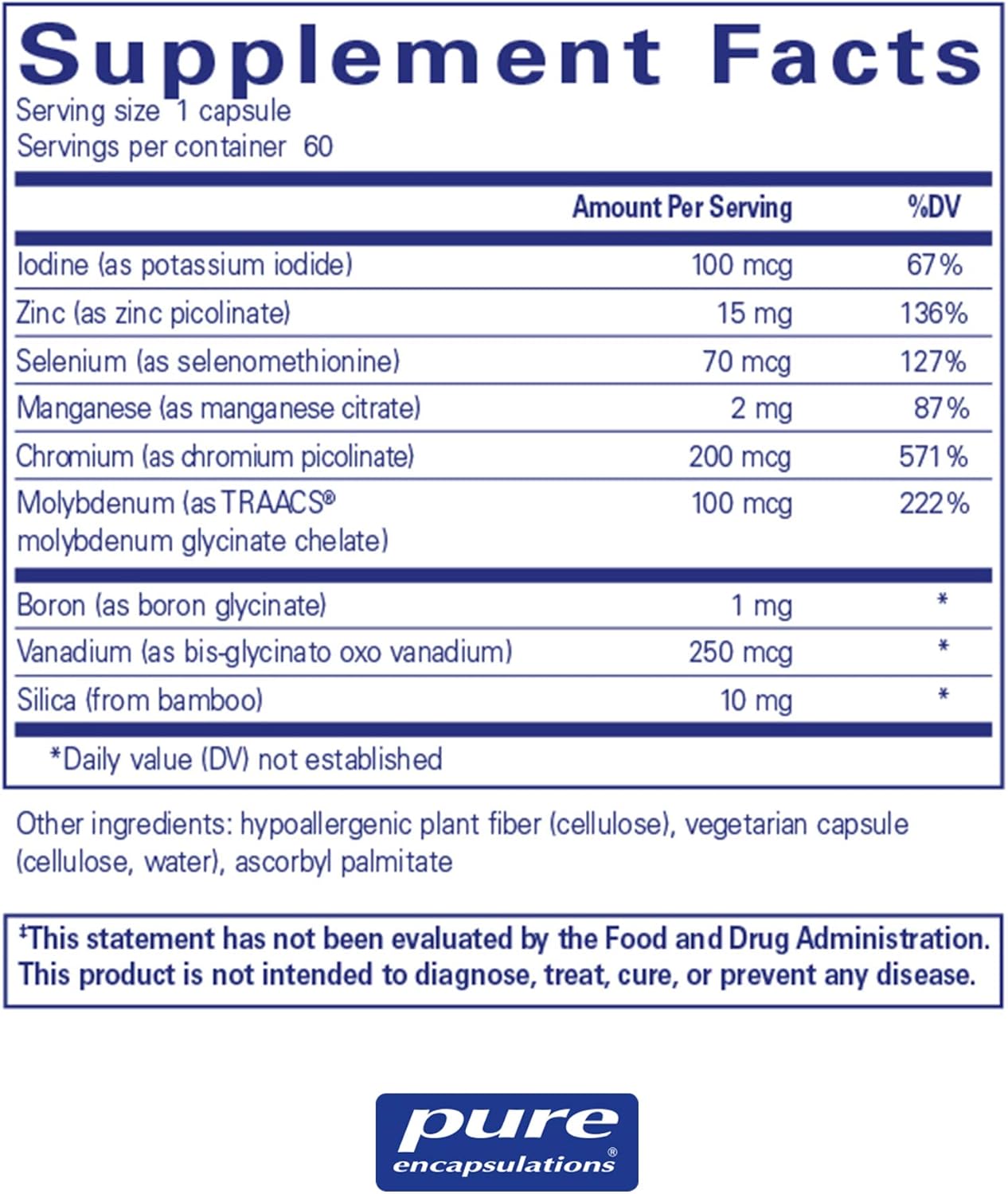Pure Encapsulations - Trace Minerals - Essential Trace Mineral Blend to Support Metabolism and Cellular Function- 60 Capsules: Health & Personal Care