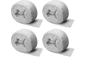 Shineboc Steel Wool Mice Control, 4 Pack of 3.1" x13 Ft #000 Steel Wool Roll Gap Filler for House Garage Garden, Keep Mice Away from Holes Siding Pipeline Vents Wood Metel Polishing, Very Fine