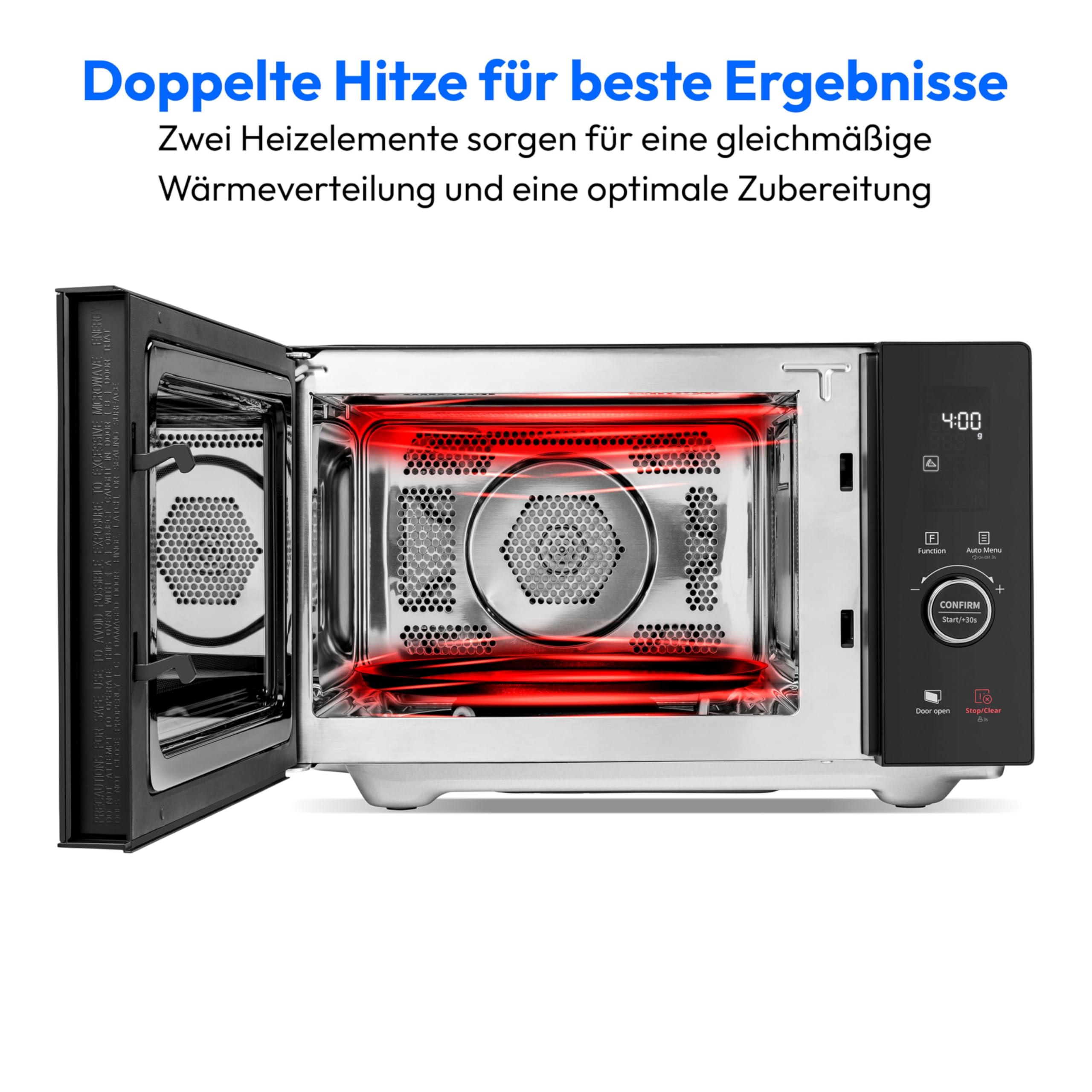 MEDION Mikrowelle mit Grill und Heißluft (25 Liter, 900 Watt, 1100 W Obergrill & 500 W Untergrill, 2100 Watt Heißluftfunktion, 11 Programme, 10 Leistungsstufen, Edelstahl, MD12041) [MODELL 2025] 3