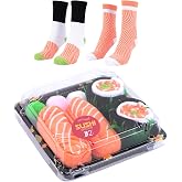 POPCRAZE Novelty Socks Asian Food Funny Sushi Ramen Gift Box | Crew length design fits men and women; one size fits most. Sushi and ramen prints make these a fun, unique gift