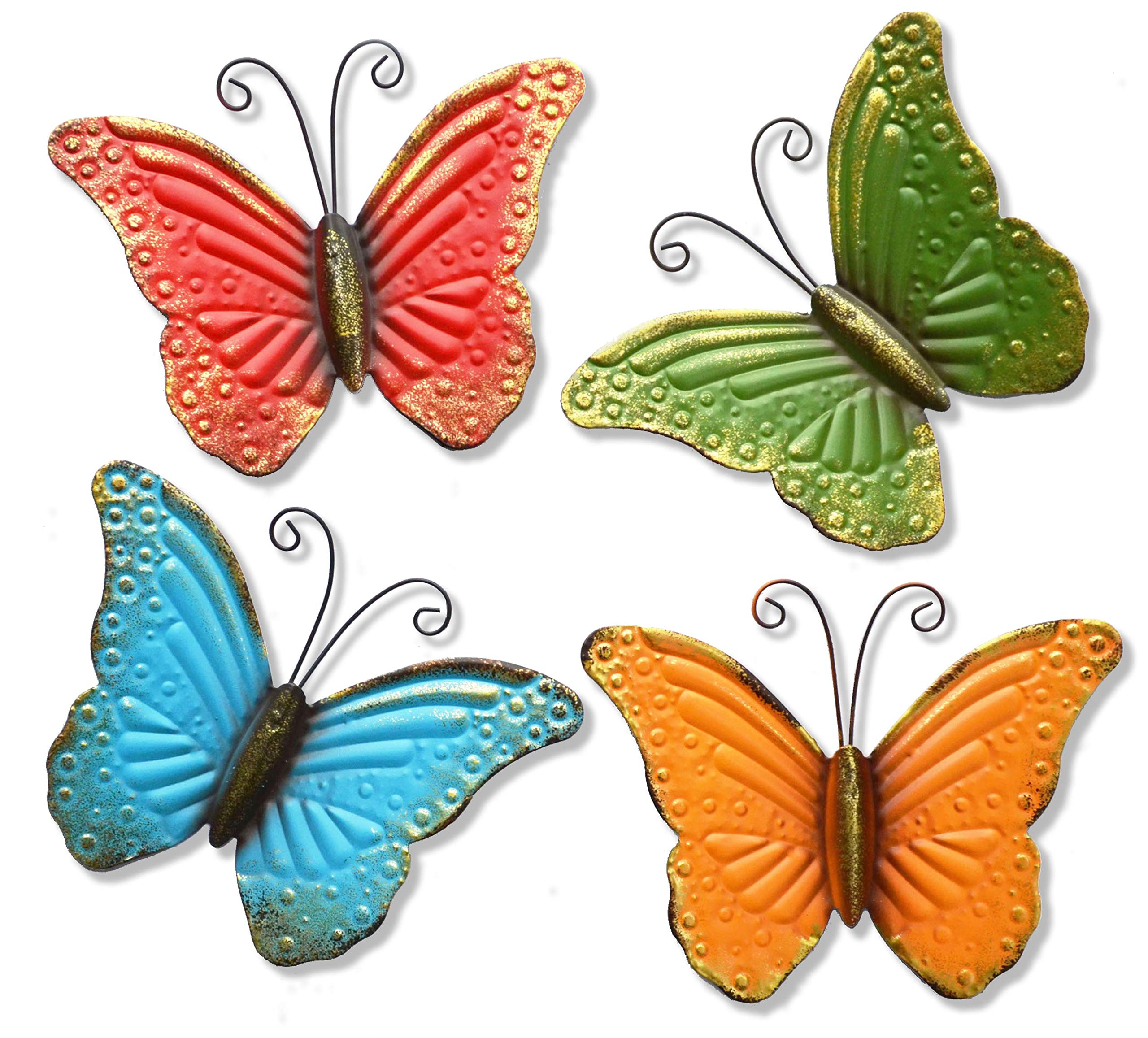 GIFTME 5 Metal Butterfly Wall Art Decor Set of 4 Colorful Garden Wall