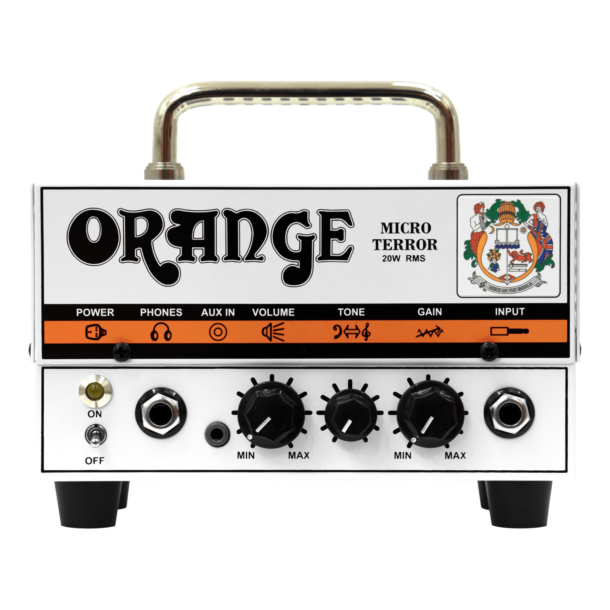 Orange Micro Terror 20W Hybrid Guitar Amplifier Head - Valve Preamp & Solid State Power - Compact Mini Guitar Amplifiers for Home Practice and Stage, Headphone Output