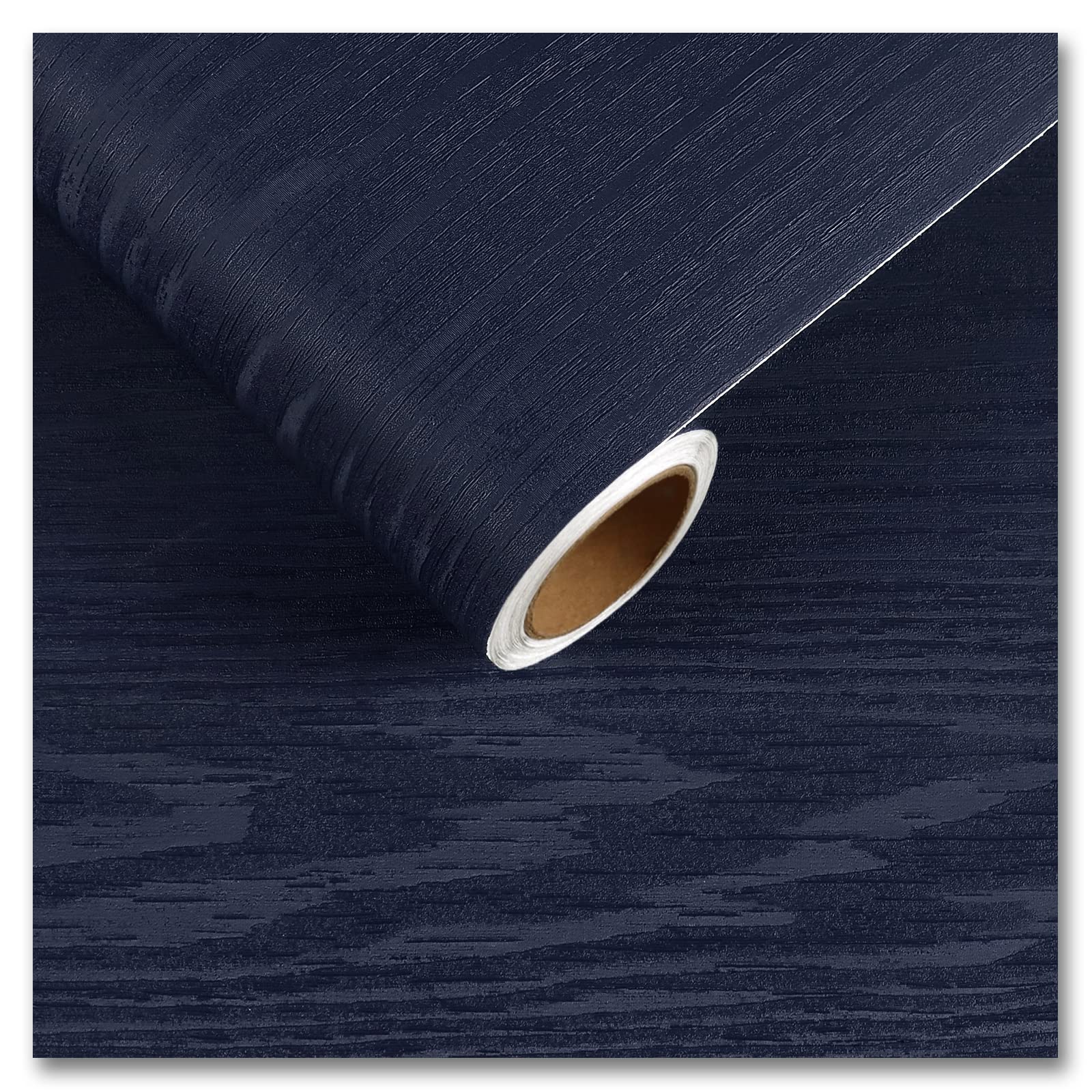 CRE8TIVE Navy Blue Wood Effect Wallpaper Peel and Stick Wallpaper for Bedroom Wood Vinyl Wrap for Furniture Thick Textured Contact Paper for Living Room Kitchen Cupboard Cabinet 30cm x 200cm