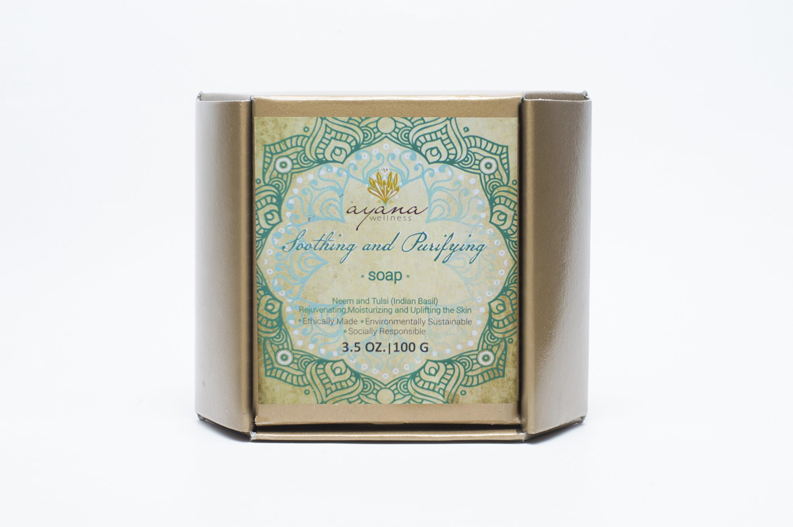 Ayana Wellness ‘Soothing and Purifying’ Bar Soap - Handcrafted Artisan Organic Soap | Fancy Soaps Individually Wrapped & Ethically Made | Moisturize and Soothe Skin | All Natural Face & Body Cleanser