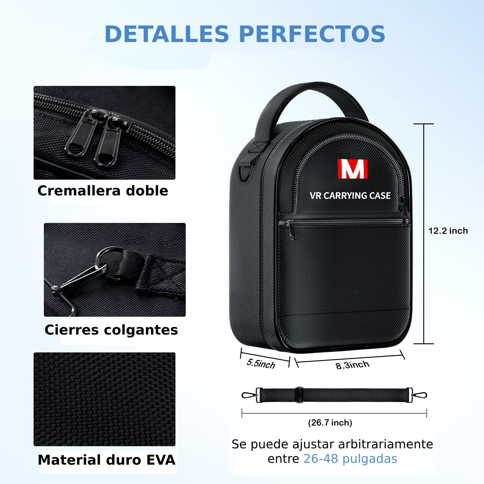 TOENNESEN Hard Carrying Case for Meta Quest 3/Oculus Quest 2/Vision Pro VR Headset with Elite Strap, Touch Controllers & Other Accessories, with Strap & Lens Protector, for Travel and Home Storage