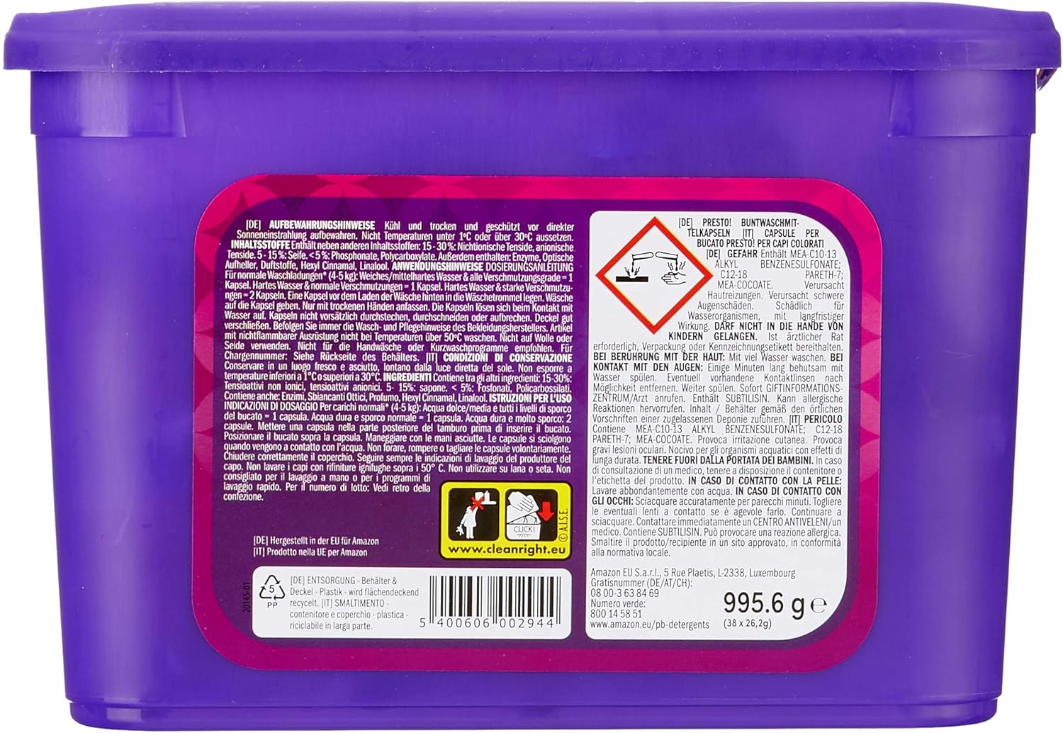 Amazon Marke Presto Color Pods 4 X38 Waschladungen Amazon De Drogerie Korperpflege