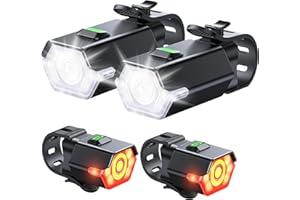 Zewdov 3+6 Modes Ultra Bright Bike Lights for Night Riding with Side Light, Rechargeable & IP65 Waterproof Bicycle Lights, Bike Headlight and Tail Light Set for Adult/Kids Bike Cycling Accessories