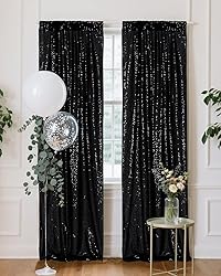 PartyDelight Black Sequin Backdrop Curtains