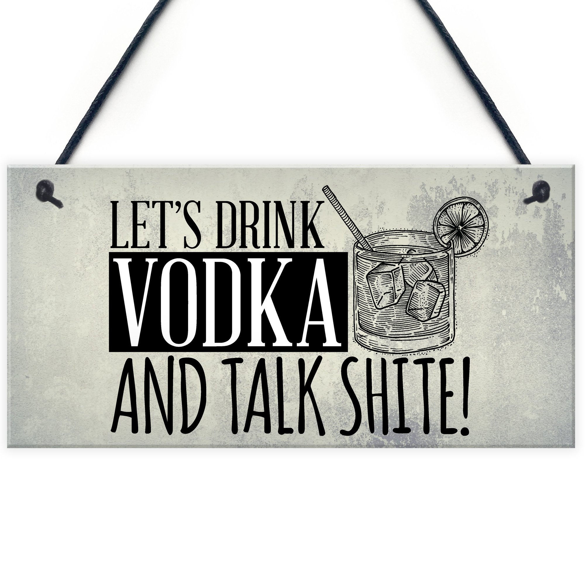 Red Ocean Lets Drink Vodka Funny Alcohol Gift Man Cave Home Bar Hanging Wall Door Plaque Pub Sign