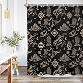 EGLGCC Western Cowboy Shower Curtain Black Aztec Cactus Farmhouse Vintage Rustic Country Southwest Southwestern Desert Horse Tribal 60x72 Inch Fabric Polyester Cloth Washable Bathroom Decor 12 Hooks