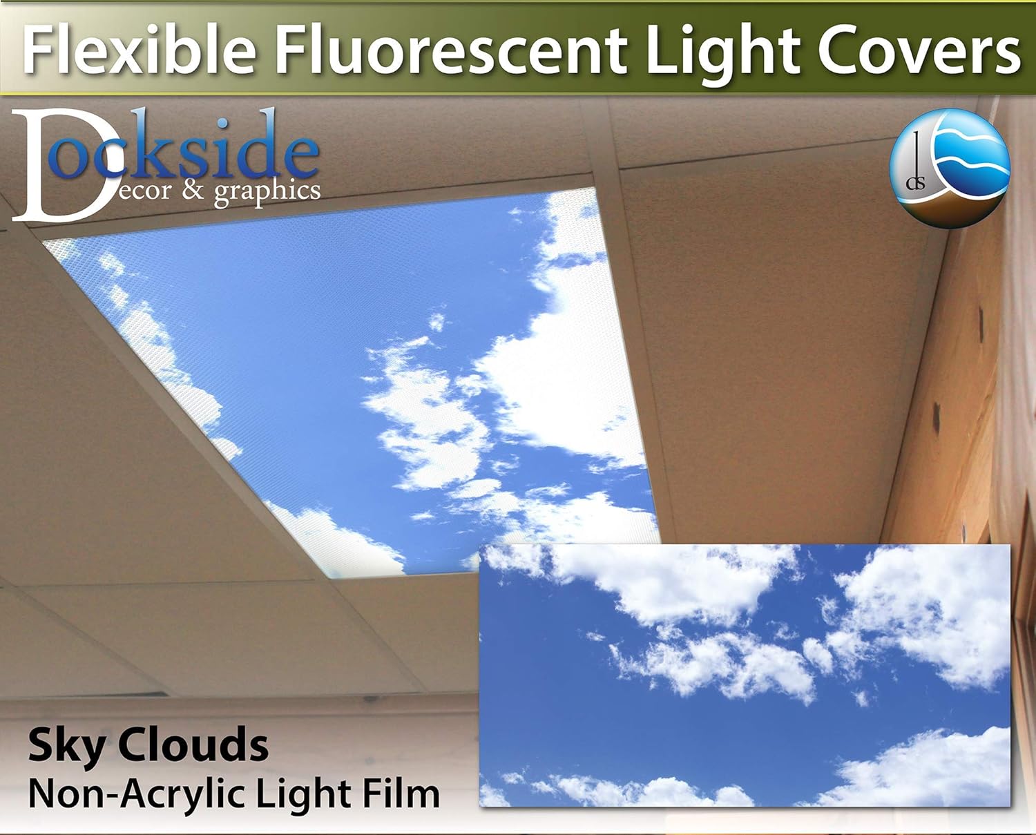 Sky Clouds Drop Ceiling Fluorescent Decorative Ceiling Light Cover Skylight Film Amazon Co Uk Diy Tools