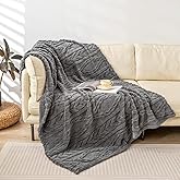 YUSOKI Sherpa Large Throw Blanket Single Layer,Light Weight(1.7lb),370GMS-3D Stylish Design for Gift Home Decor (Grey,50"x65")