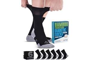 Doctor's Select Bamboo Viscose Diabetic Socks for Men - 3 and 6 Pairs Crew Diabetic Socks | Diabetic Neuropathy Socks for Men