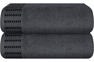 MALLONI HOME Cotton 2 Pack Oversized Bath Towel Set 28x55 inches, Large Bath Towels, Ultra Absorbant Compact Quickdry & Lightweight Towel, Ideal for Gym Travel Camp Pool - Charcoal Grey