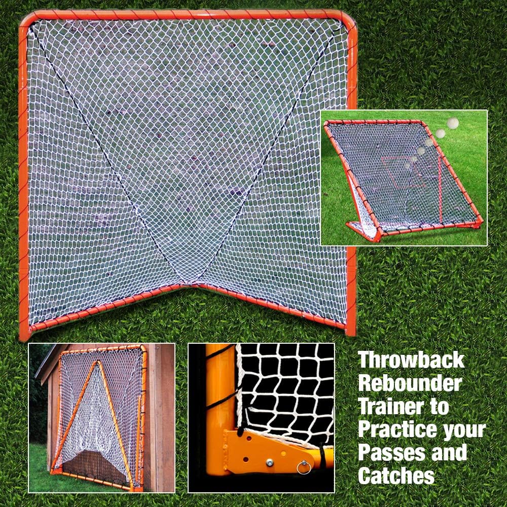 EZGoal 2” Professional folding 6' x 6' lacrosse Metal Goal with a Pro LAX Rocket Throwback Rebounder Trainer to Practice Your Passes and Catches, Orange, 6 x 6-Feet (87615) : Lacrosse Nets Goals : Sports & Outdoors