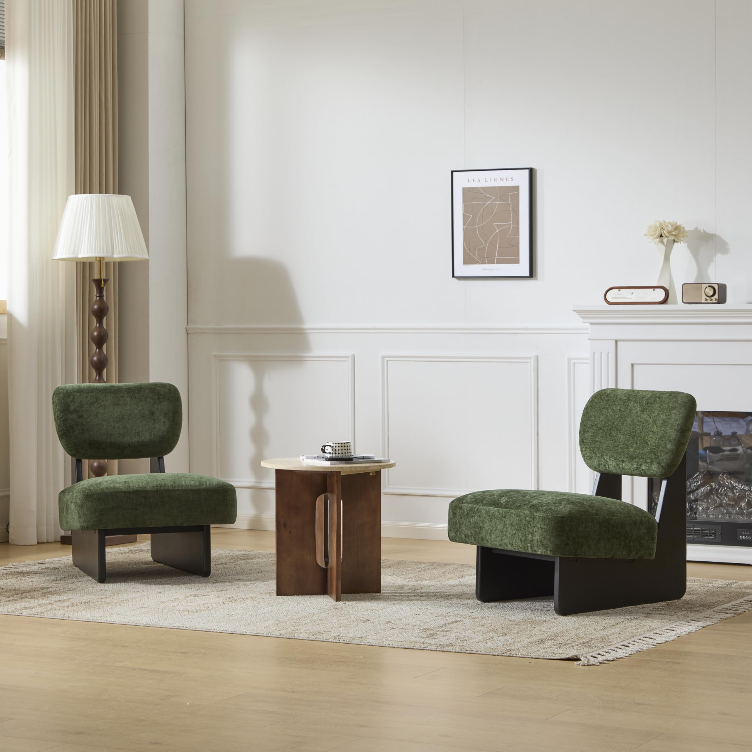 Photo 1 of ***FACTORY SEALED***
Christopher Knight Home Mores Low Profile Accent Chair Set of 2, Modern Living Room Armless Lounge Chair, Fabric Comfy Reading Chair for Bedroom, Wooden Frame and Thick Padded Seat, Black+Green