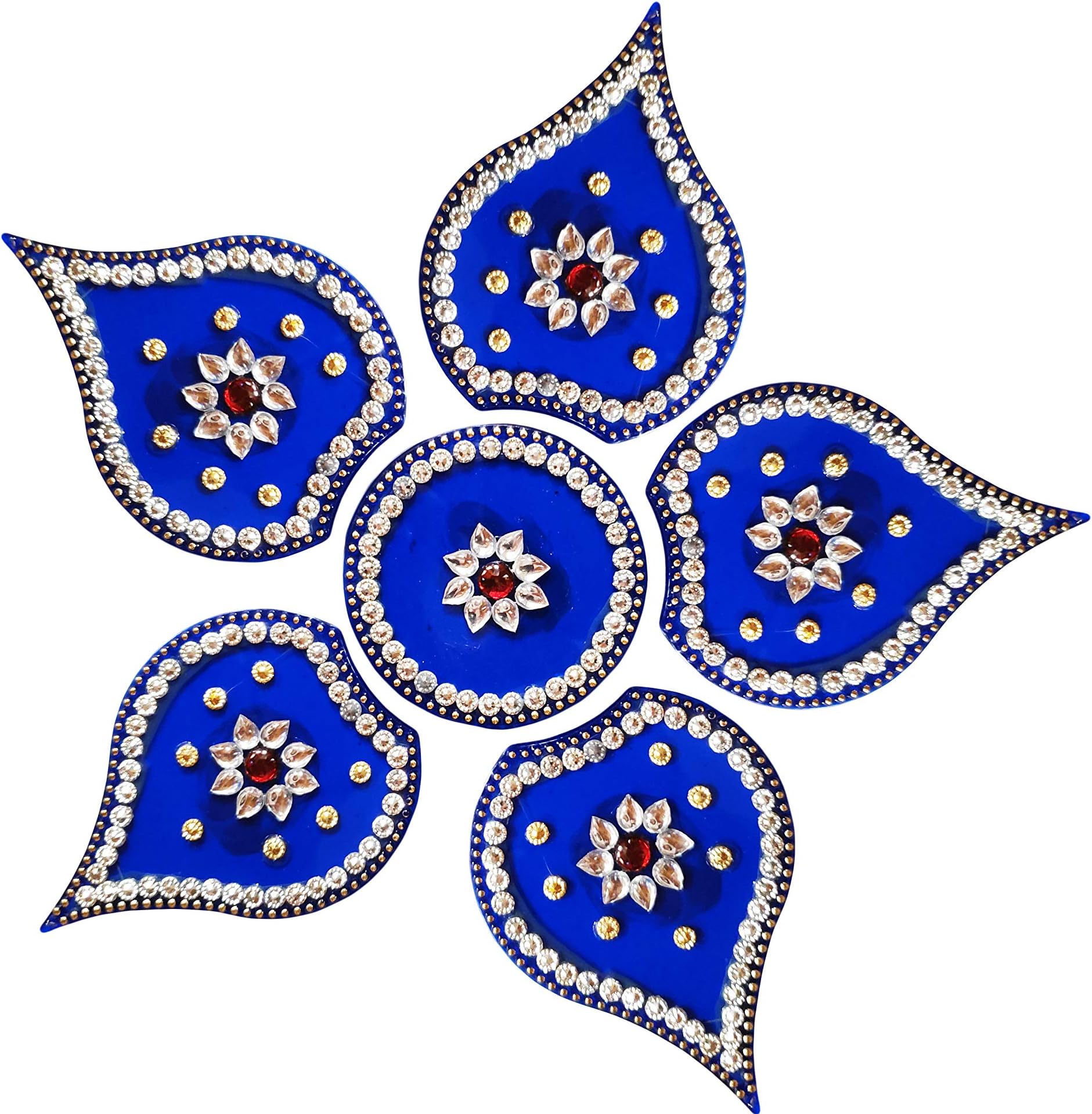 Handmade Diwali Floor Rangoli Design Studded Stones & Sequins Traditional Festive Home Decorations (desig4)