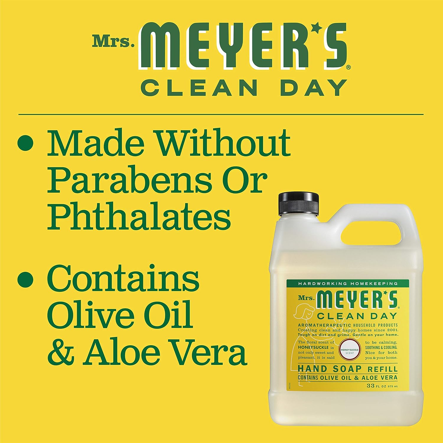 Mrs. Meyer's Clean Day Liquid Hand Soap Refill, Cruelty Free and Biodegradable Formula, Honeysuckle Scent, 33 oz- Pack of 6: Health & Personal Care