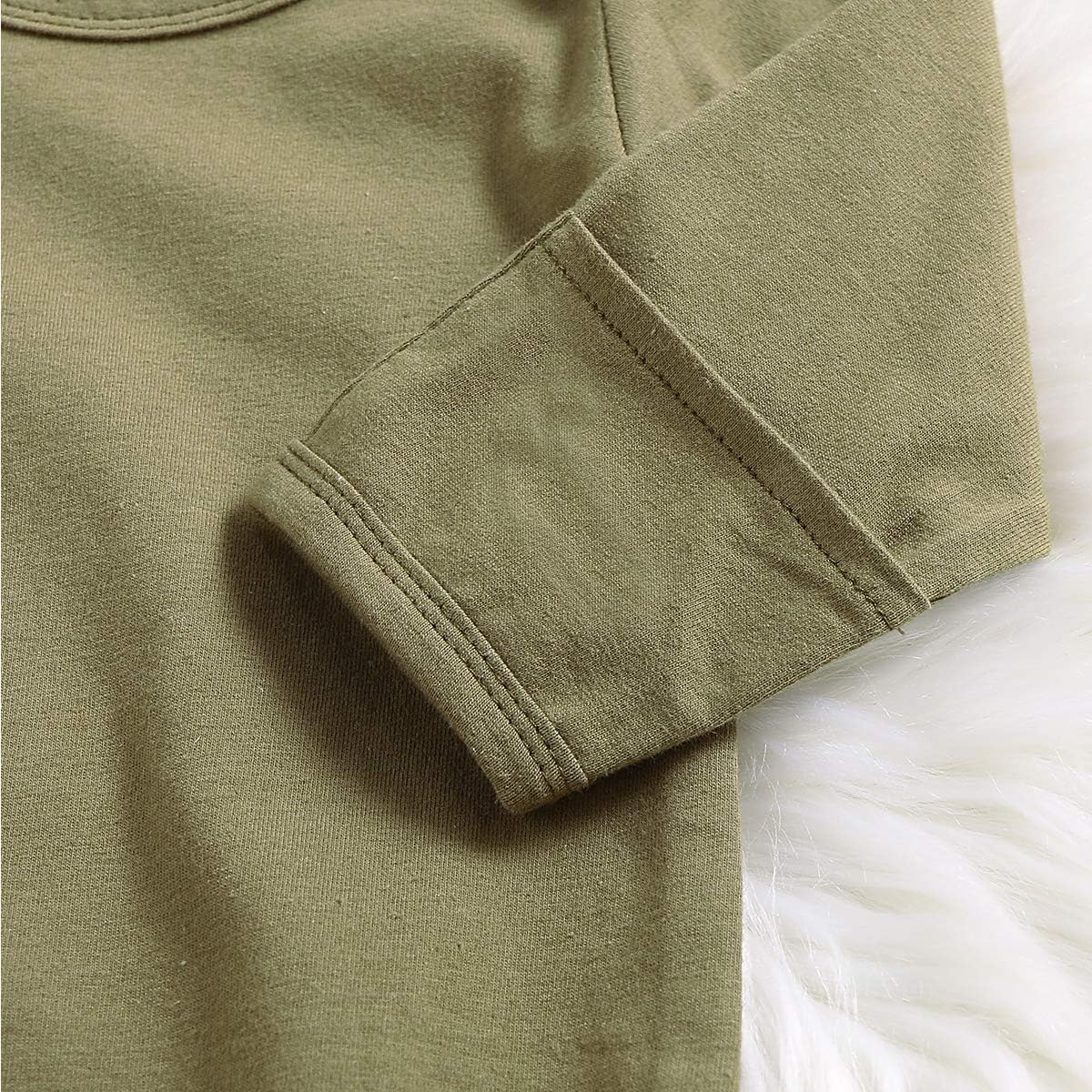 Dramiposs Newborn Boys Girls Solid Color Nightgowns Infant Long Sleeve Outfit Funny Sleeper (Olive, 0-3 Months): Clothing