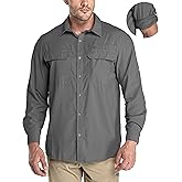 33,000ft Men's Long Sleeve Sun Protection Shirt UPF 50+ UV Quick Dry Cooling Fishing Shirts for Travel Safari Camping Hiking