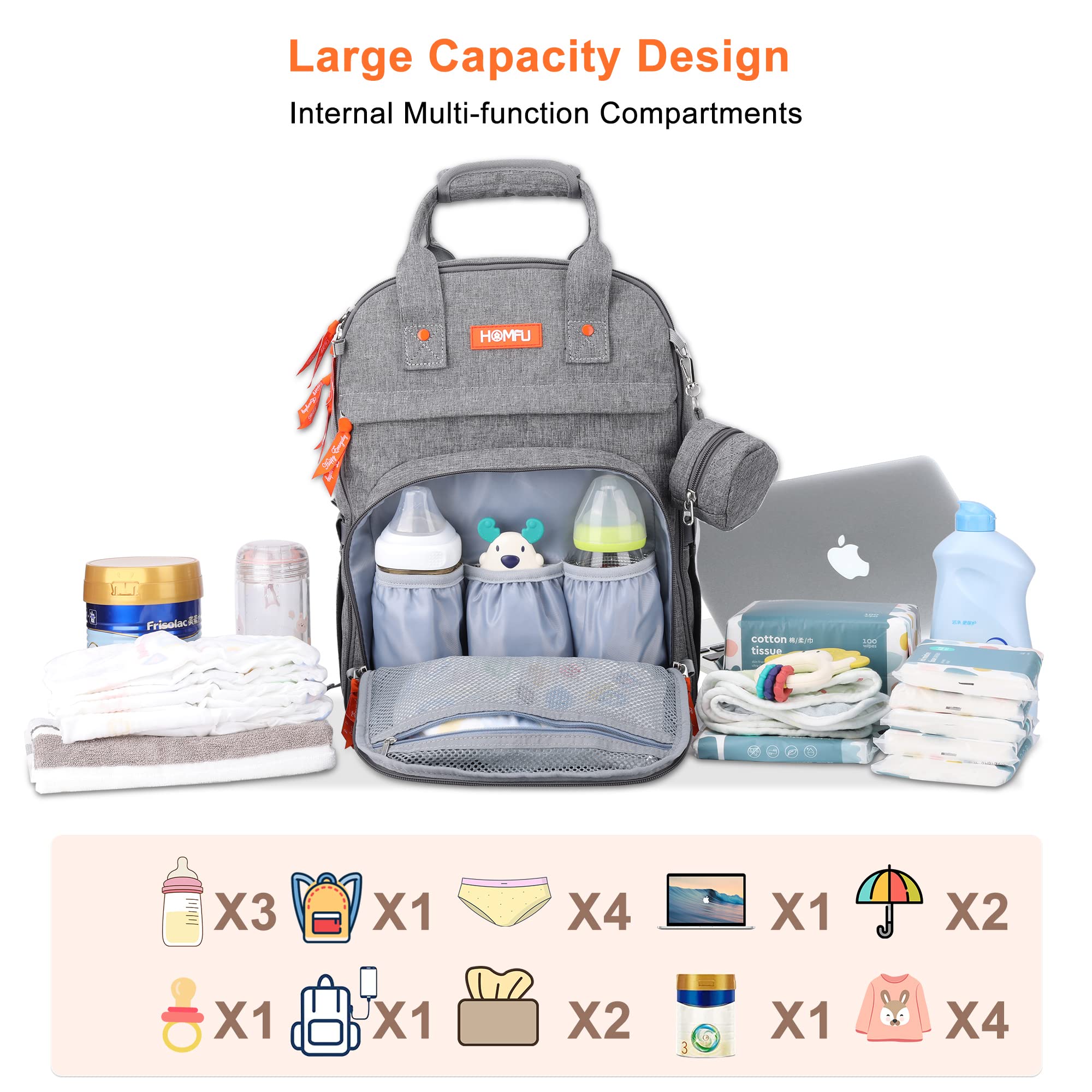 Diaper Bag Backpack Mommy Hospital Baby Bags for Girls Boys Multifunction Large Laptop Travel Backpack Mom Dad Diaper Bag with Changing Pad Waterproof Fashion Maternity Baby Diaper Bag Tote