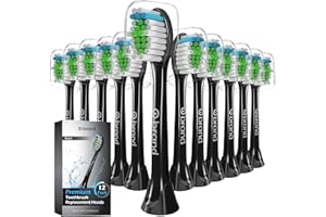12 Pack Replacement Toothbrush Heads Compatible with Philips Sonicare – Medium Soft Bristles, Indicator Bristles, Fits FlexCa