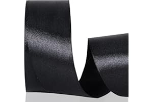 SDZMDL Black Ribbon 1-1/2 Inch, 25 Yards/roll Solid Satin Ribbon for Gift Wrapping, Bow & Eternal Flower Making, Floral Bouquets, Party Decoration.