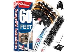 Sealegend 60 Feet Dryer Vent Cleaner Kit/Lint Remover/2×Upgraded Flexible Quick-Snap Brush/Fireplace Chimney Brushes for Easy to Use/Works Well with/Without a Power Drill