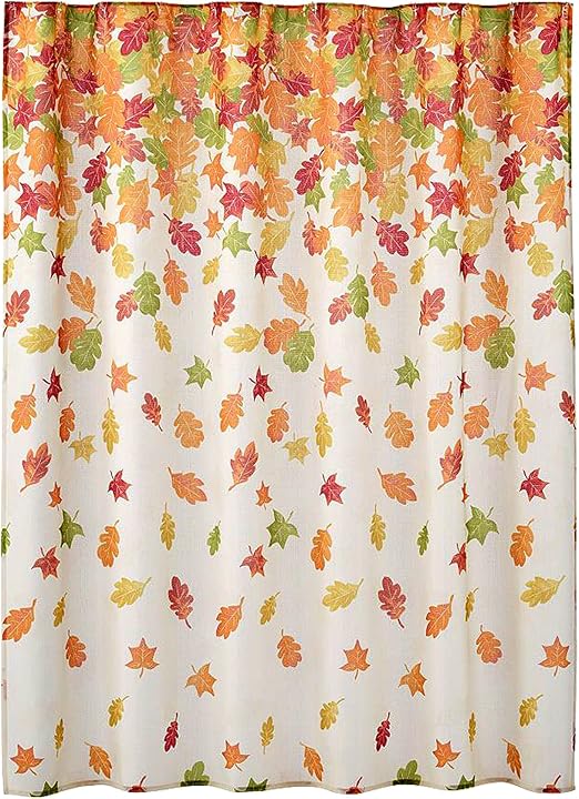 Amazon Com Autumn Harvest Falling Leaves Fabric Bathroom Shower