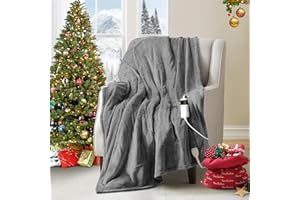 DREAMHOOD Electric Throw Blanket with 10 Heat Levels, Machine Washable Heated Blanket Throw 50"x60" with 1-8 Hours Auto-Off, Over-Heat Protection, Flannel Heating Blanket with ETL Certified for Office,Sofa