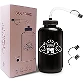 SolForis Hockey Water Bottles with Long Straw, Fit for Football Lacrosse Gym Sport, Plastic Squeezable Leakproof BPA Free, No Strange Smell, Easy to Clean, 1 Liter 32 oz (3 Straw Caps) (black)