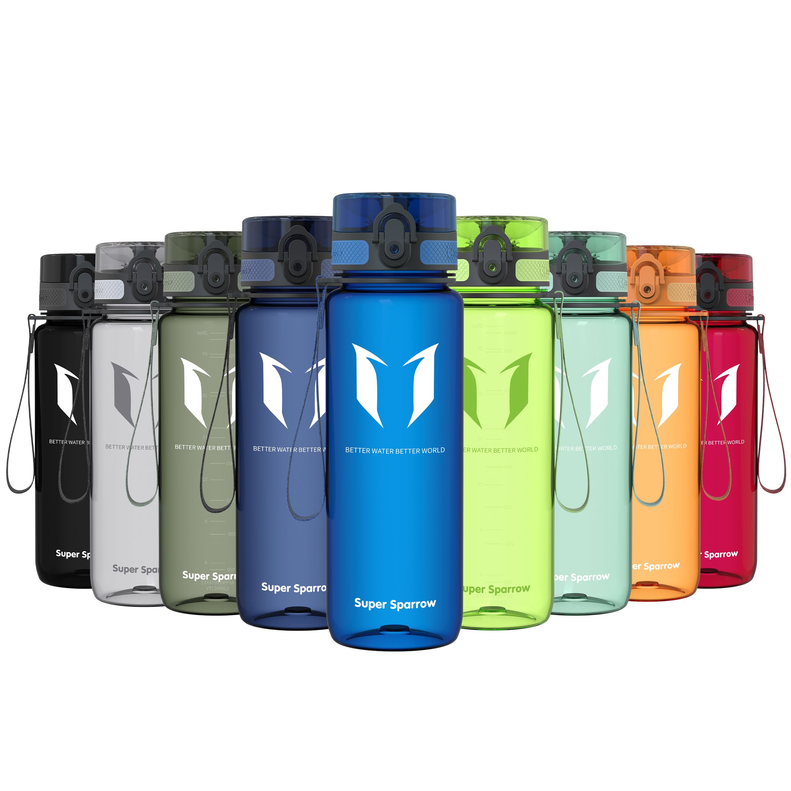 Super Sparrow Sports Water Bottle - 750ml - Non-Toxic BPA Free & Eco-Friendly Tritan Co-Polyester Plastic - For Running, Gym, Yoga, Outdoors and Camping