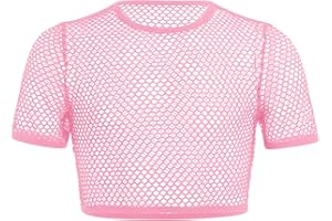 ABAFIP Men's Fishnet Shirts Sheer Short Sleeve Crop Top Mesh Tank Tops Rave Going Out Dance Tops