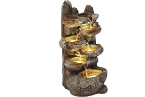 TITIMO 6-Tier Cascading Rock Water Fountain Outdoor Garden Waterfall with Lights,Fountain Indoor Decor for Garden, Patio, Backyard, Deck, Porch and Home Art Decor (Smal)