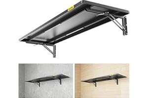 Aecxm 1.3x4ft Adjustable Rail Type Folding Storage Rack Shelf, Suitable for Garage, Storage Room, Kitchens Wall Shelf,Garage Storage Rack Floating Shelves, Wall Mounted Folding Table(1pcs-Black)