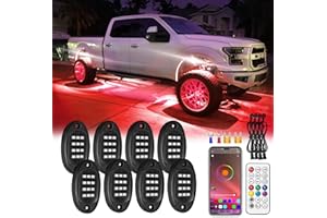 ZONECONA 8Pods Dream Color RGB+IC LED Rock Lights, Underglow Lights kit with APP/RF Remote Control Chasing Effect, Multicolor Magic addressable Rock Light kit Waterproof 12v for Jeep Truck SUV ATV UTV Offroad