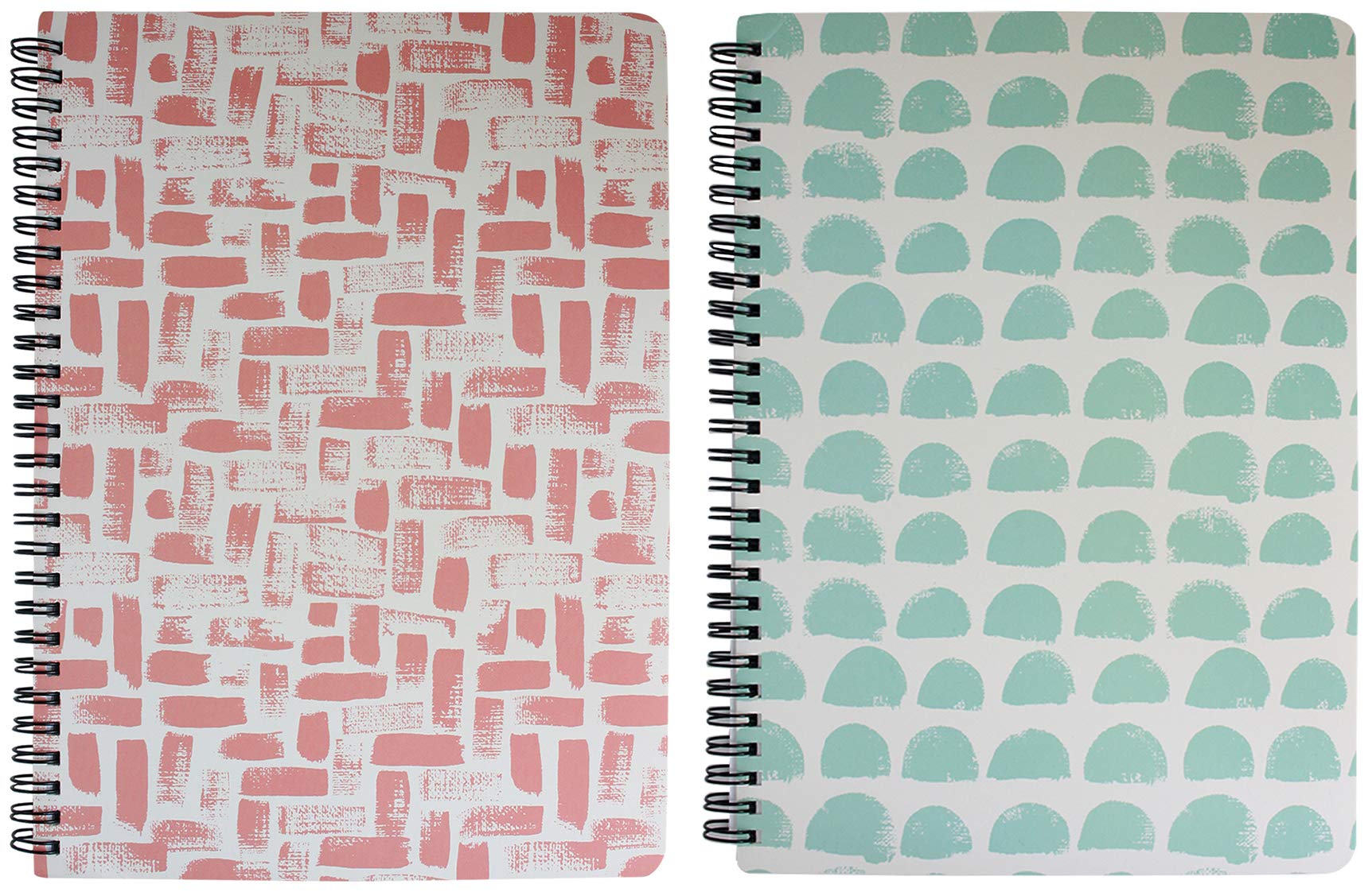 Emartbuy Printed Hard Cover Spiral Exercise Book Diary Notebook Notepad Writing Journal Ruled A5 Size 80 Sheets (160 Pages) - Pink/White, Blue/White, Set of 2 — image 1